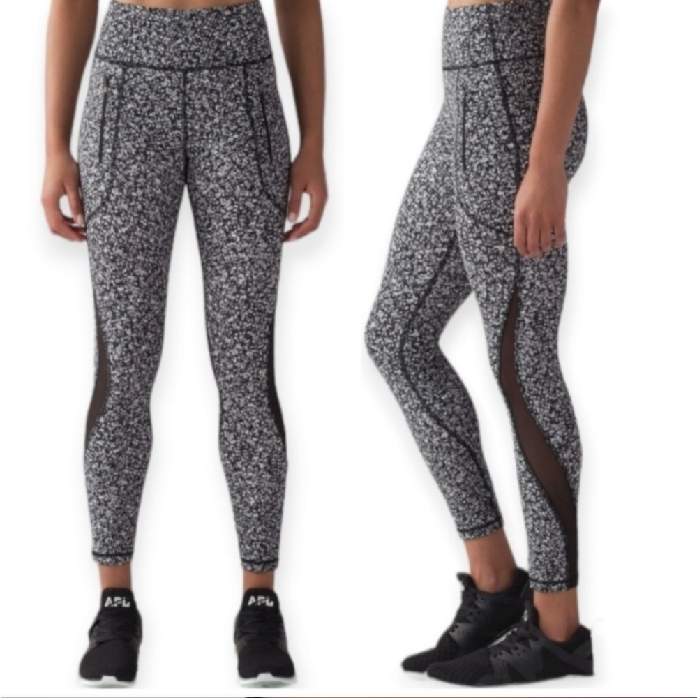 Lululemon Invigorate Chakra Black White Pattern Crop Leggings